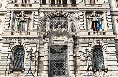 The facade of the historic bank of Italy in Palermo, Sicily Editorial Stock Photo