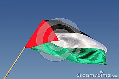 Palestinain Flag Waves in the Wind Stock Photo