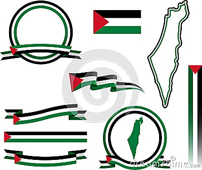 Palestine Banner Set Vector Illustration