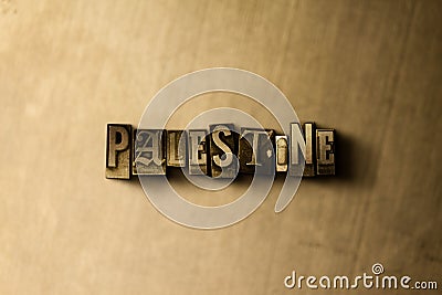 PALESTINE - close-up of grungy vintage typeset word on metal backdrop Cartoon Illustration