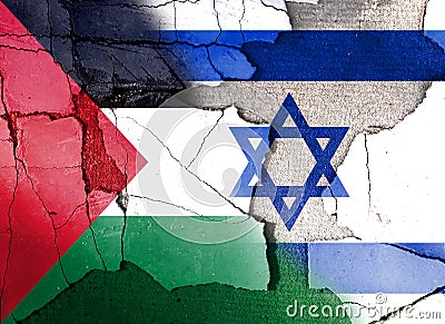 Palestine confrontation with Israel. Concept of flags. War and military. Grunge vintage cracks retro style Stock Photo