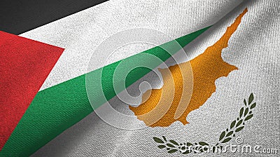 Palestine and Cyprus two flags textile cloth, fabric texture Stock Photo