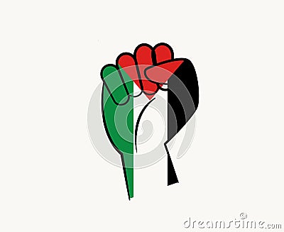 Palestine Hand Flag Emblem Middle East country Symbol Vector Illustration