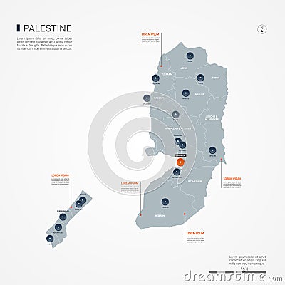 Palestine infographic map vector illustration. Vector Illustration