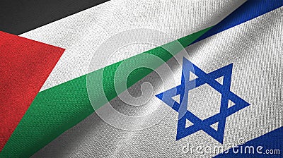 Palestine and Israel two flags textile cloth, fabric texture Stock Photo