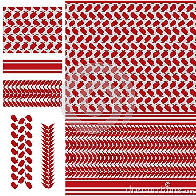 Palestine Keffieh red white seamless pattern Vector Illustration