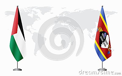 Palestine and Kingdom of eSwatini - Swaziland flags for offi Vector Illustration