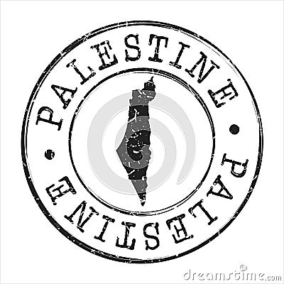 Palestine Map Postmark. Silhouette Postal Passport. Stamp Round Vector Icon. Vintage Postage Design. Vector Illustration