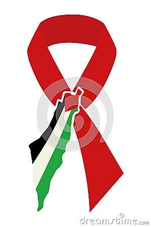 palestine save flag ribbon Vector Illustration