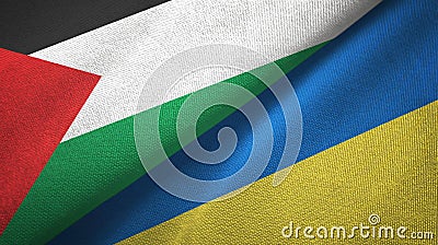 Palestine and Ukraine two flags textile cloth, fabric texture Stock Photo