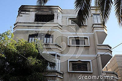 The Palestinian Abu Raya family building where 21 people were killed due to a fire in their house, in the Jabalia refugee camp in Editorial Stock Photo