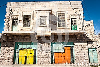 Palestinian Empty houses in Hebron Stock Photo