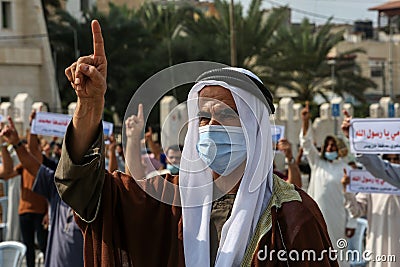 Palestinian protests on the remarks offensive to Muslims by the French President Emmanuel Macron against Editorial Stock Photo