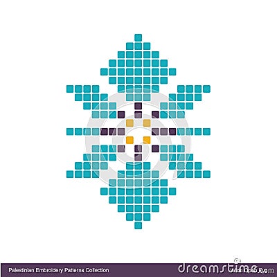 Palestinian Traditional Embroidery Patterns. Eyes Wide Open. Vector Illustration