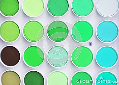 Palette of colorful watercolors. Stock Photo