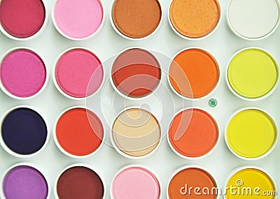 Palette of colorful watercolors. Stock Photo