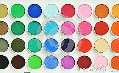 Palette of colorful watercolors. Stock Photo