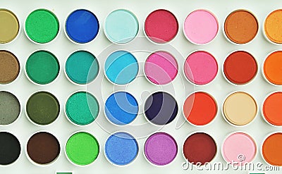 Palette of colorful watercolors. Stock Photo