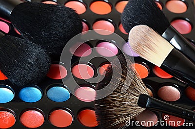 Palette of eye shadow close up Stock Photo