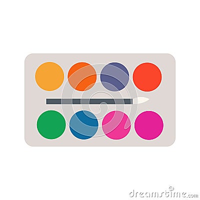 Palette icon vector, paint brush clipart, watercolor palette flat design illustration Vector Illustration
