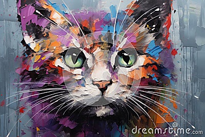 palette knife textured painting cat adorable kitty cute animal beautiful cat Stock Photo