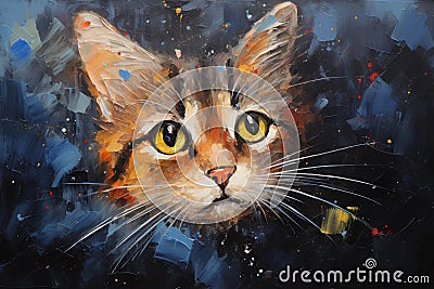 palette knife textured painting cat adorable kitty cute animal beautiful cat Stock Photo