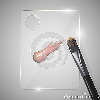 Palette for mixing beauty products. Makeup mixing palette.Cosmetic mixing palette.Blending palette. Spatula Tool Vector Illustration