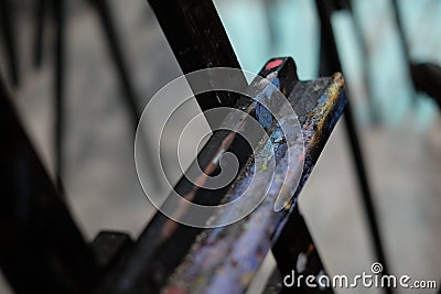 Palette painting canvas easel abstraction drawing close up art Stock Photo