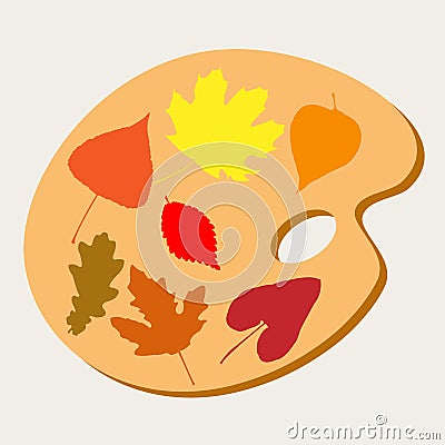 Palette with paints of autumn leaves Vector Illustration