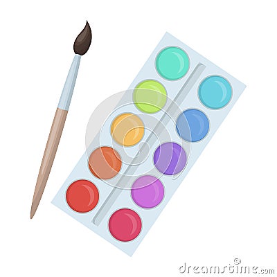 Palette with paints and brush. Paint in school.School And Education single icon in cartoon style vector symbol stock Vector Illustration