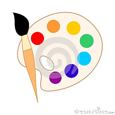 Palette with paints and brushe, vector icon Vector Illustration