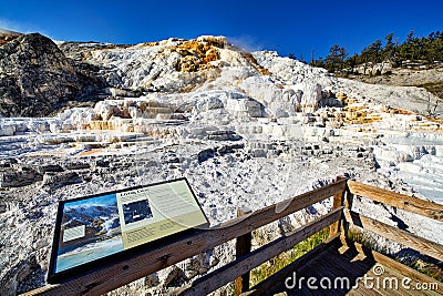 Palette Springs. Devils thumb at the Mammoth Hot Springs. Yellowstone National Park. Wyoming. USA. Editorial Stock Photo