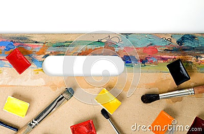 Palette on tablet colorful Stock Photo