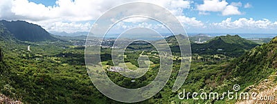 Pali lookout panoramic Hawaii Stock Photo