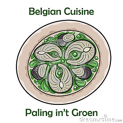 Paling in't Groen, A Popular Dish in Belgium Vector Illustration