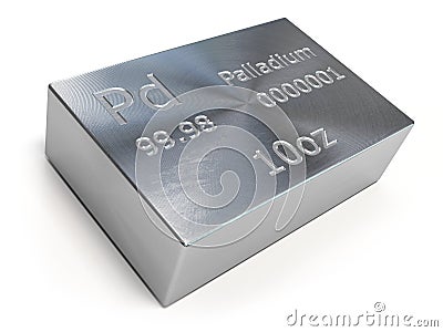 Palladium bar or ingot isolated on white. Precious metals Cartoon Illustration