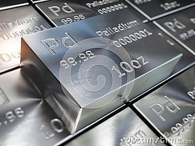 Palladium bars or ingots background. Precious metals Cartoon Illustration