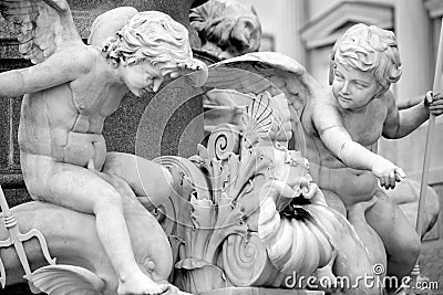 Pallas-Athena-Brunnen Fountain, Austrian Parliament in Vienna, A Stock Photo