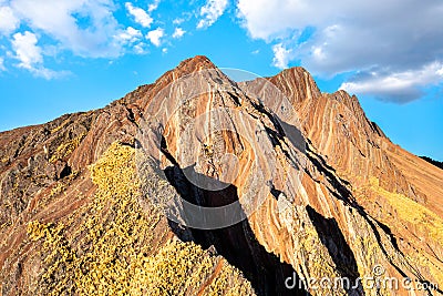 Pallay Punchu of Apu Takllo Rainbow Mountains in Peru Stock Photo
