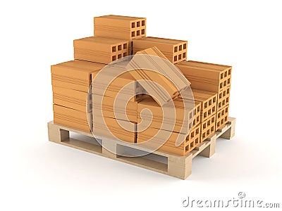 Pallet with bricks Stock Photo