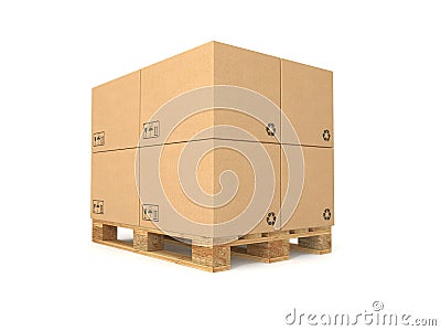 Pallet with cardboard boxes Stock Photo