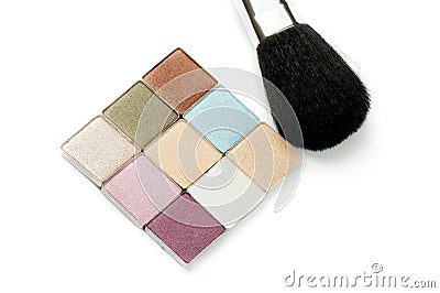 Pallete for Make up and Brush Stock Photo