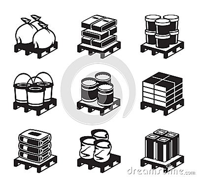 Pallets with building materials Vector Illustration