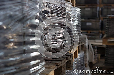 Pallets with coil springs Stock Photo