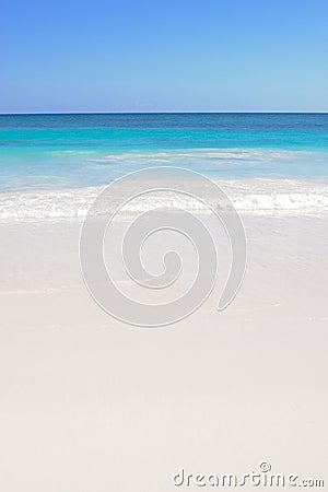 Palm Beach In Tropical Idyllic Paradise Island - Caribbean - Dominican Republic Punta Cana Stock Photo