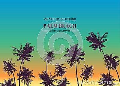 Palm beach. Vector hand drawn background for tropical design. Sk Vector Illustration