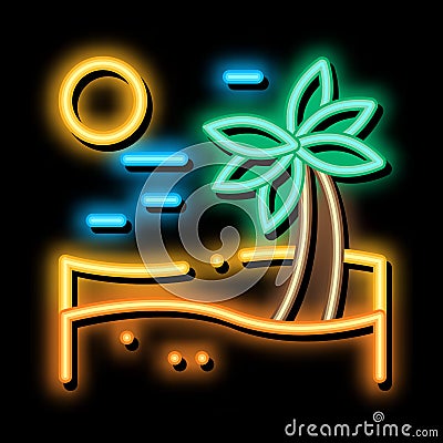 Palm Desert neon glow icon illustration Vector Illustration