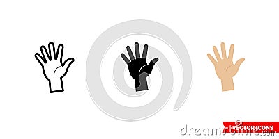 Palm handbreadth icon of 3 types color, black and white, outline. Isolated vector sign symbol Stock Photo