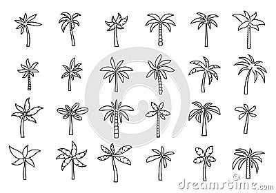 Palm icons set outline vector. Hawaii tree Vector Illustration