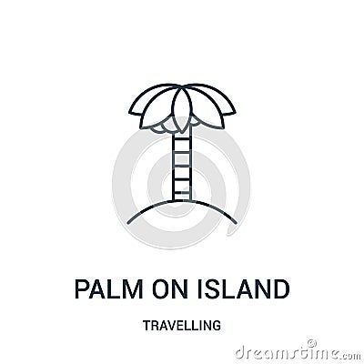 palm on island icon vector from travelling collection. Thin line palm on island outline icon vector illustration. Linear symbol Vector Illustration